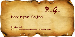 Maninger Gejza névjegykártya